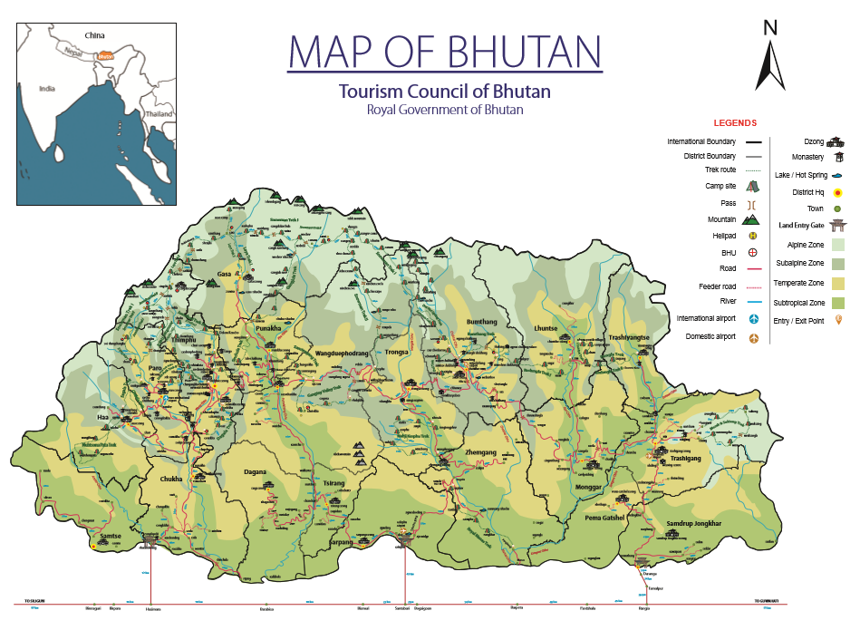 Bhutan Map Big Wings Bhutan Tours
